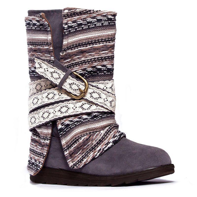 MUK LUKS Nikki Women's Fold-Over Midcalf Boots, Girl's, Size: 11, Gray Product Image