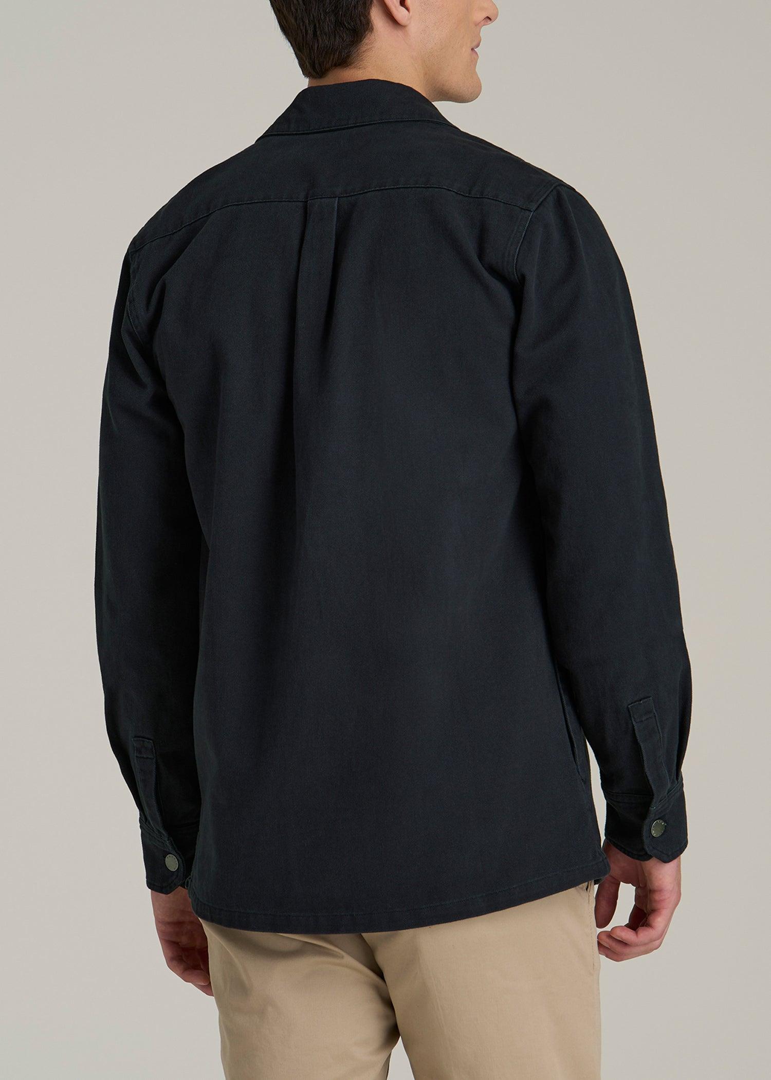 Casual Twill Shirt Jacket for Tall Men in Evening Blue Product Image