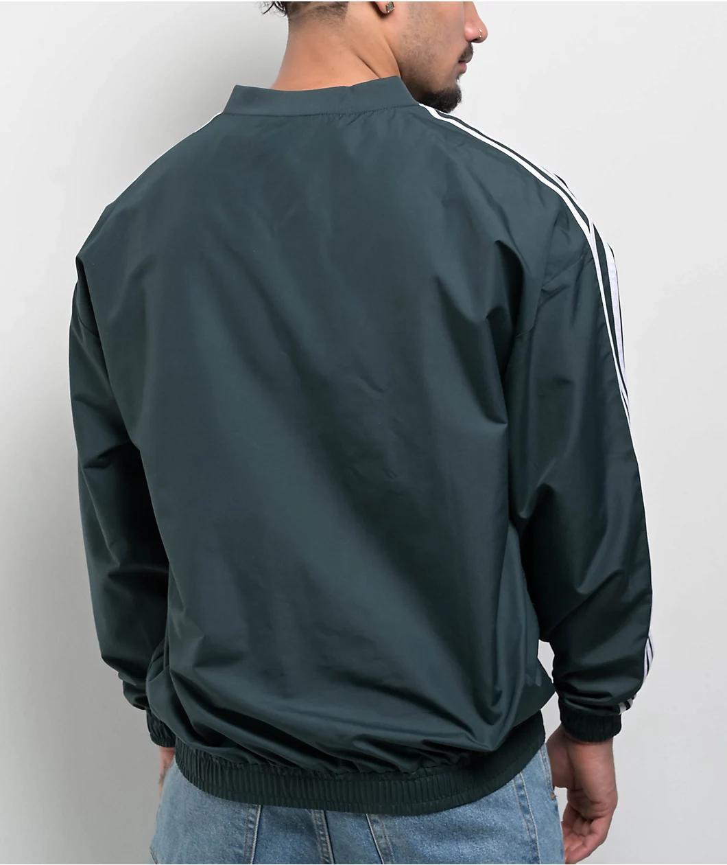 adidas Adicolor Woven Mineral Green Crewneck Windbreaker Jacket Product Image