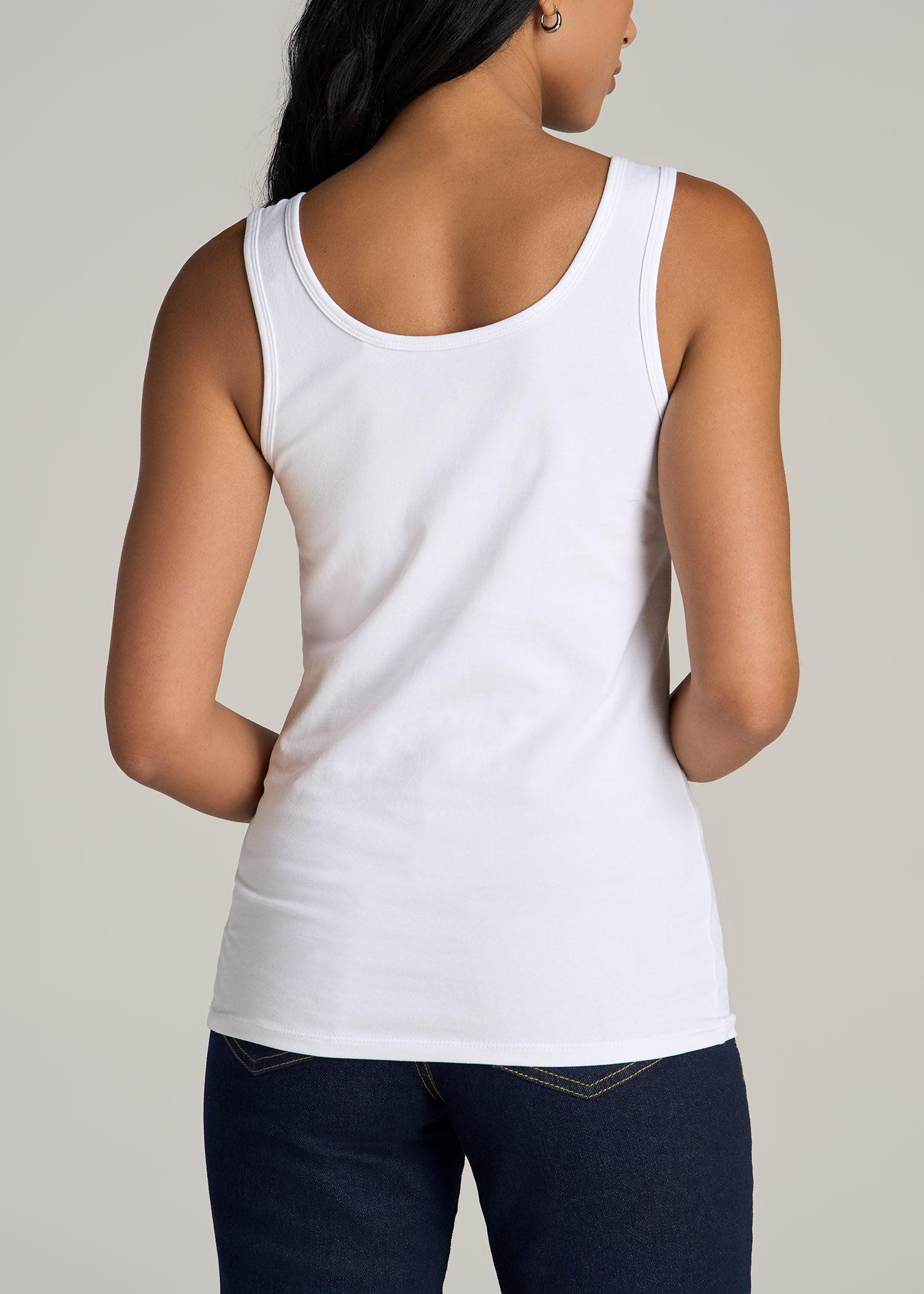 Slim Fit Jersey Tank Top for Tall Women in Bright White Product Image