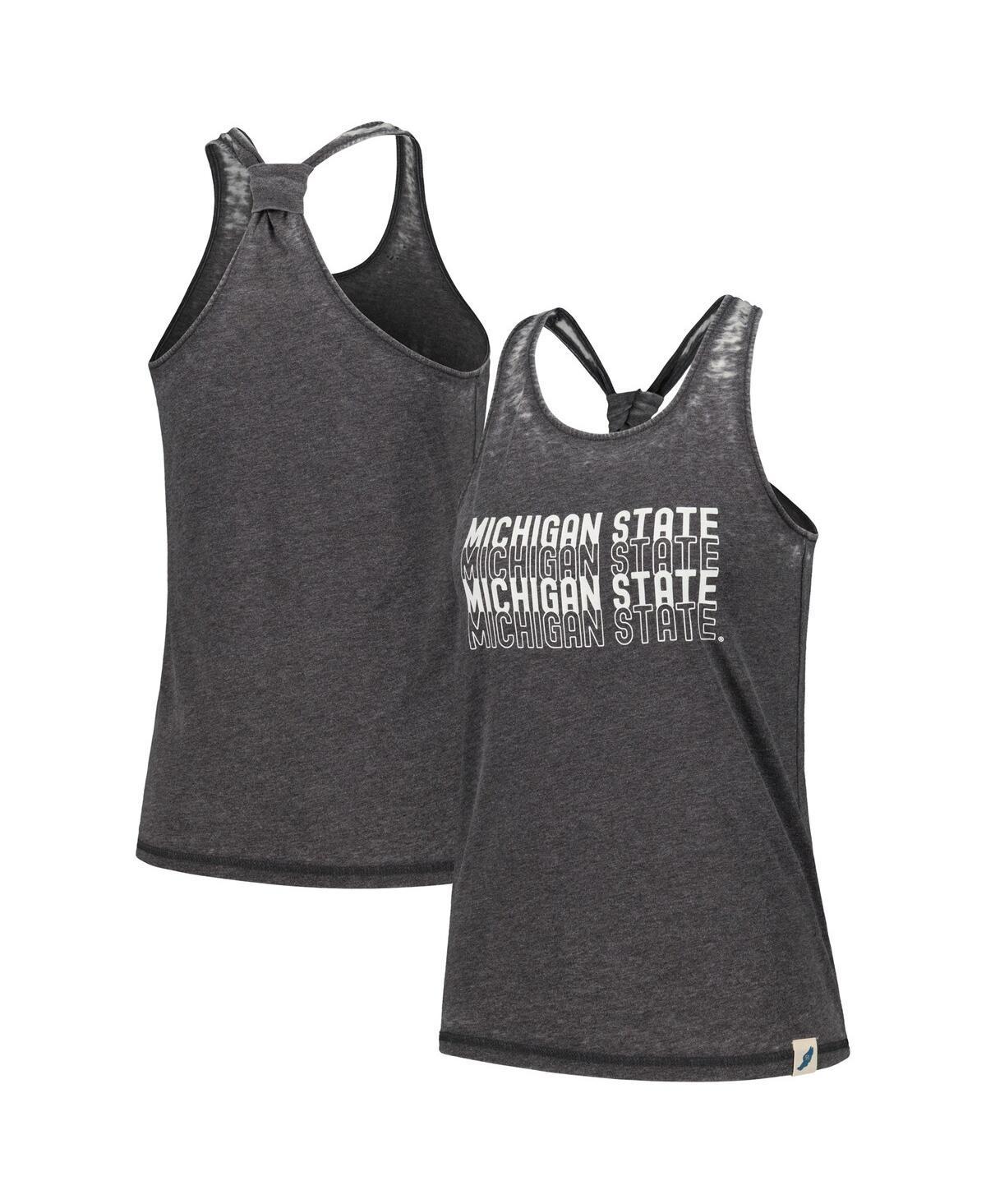 Women's League Collegiate Wear Black Michigan State Spartans Stacked Name Racerback Tank Top, Size: Small Product Image