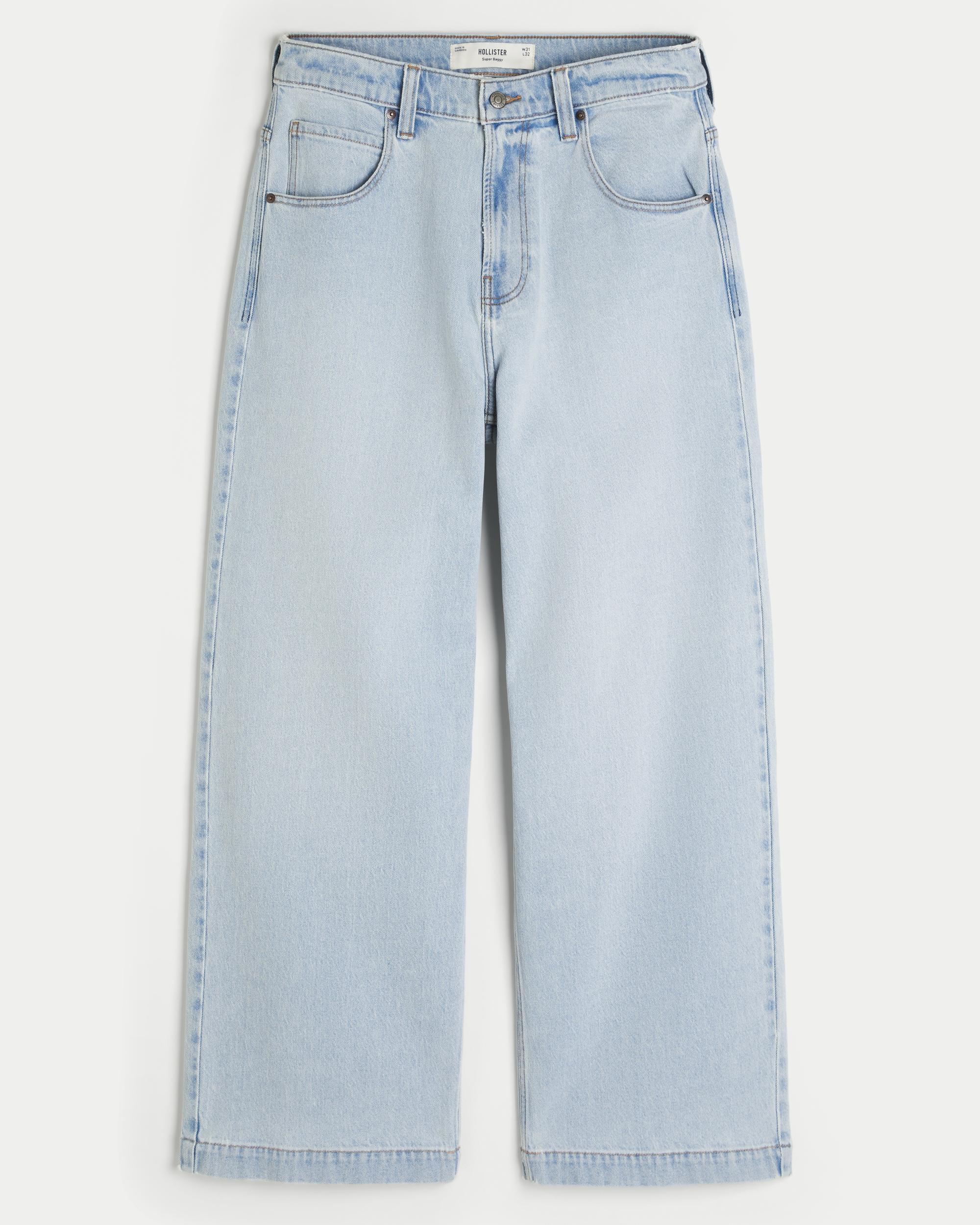 Light Wash New York Graphic Super Baggy Jeans Product Image