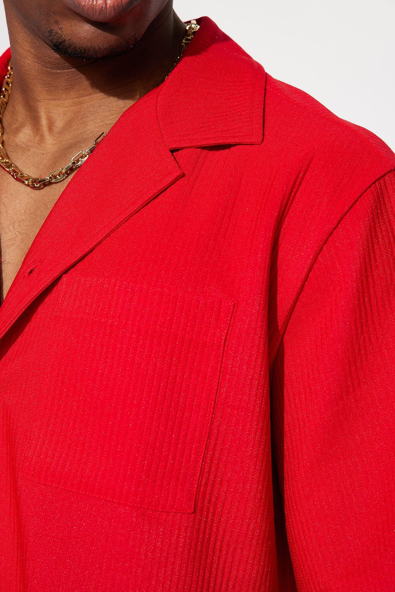 Show Up Short Sleeve Cuban Shirt - Red Product Image