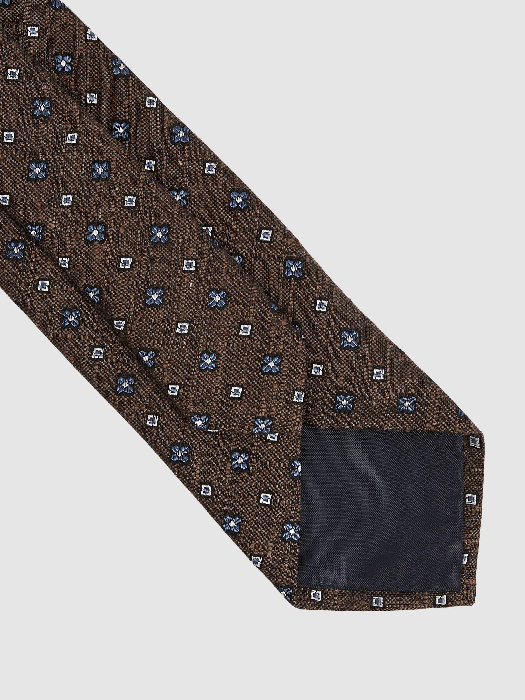 Silk-Blend Mini-Floral Tie in Tobacco Brown Product Image