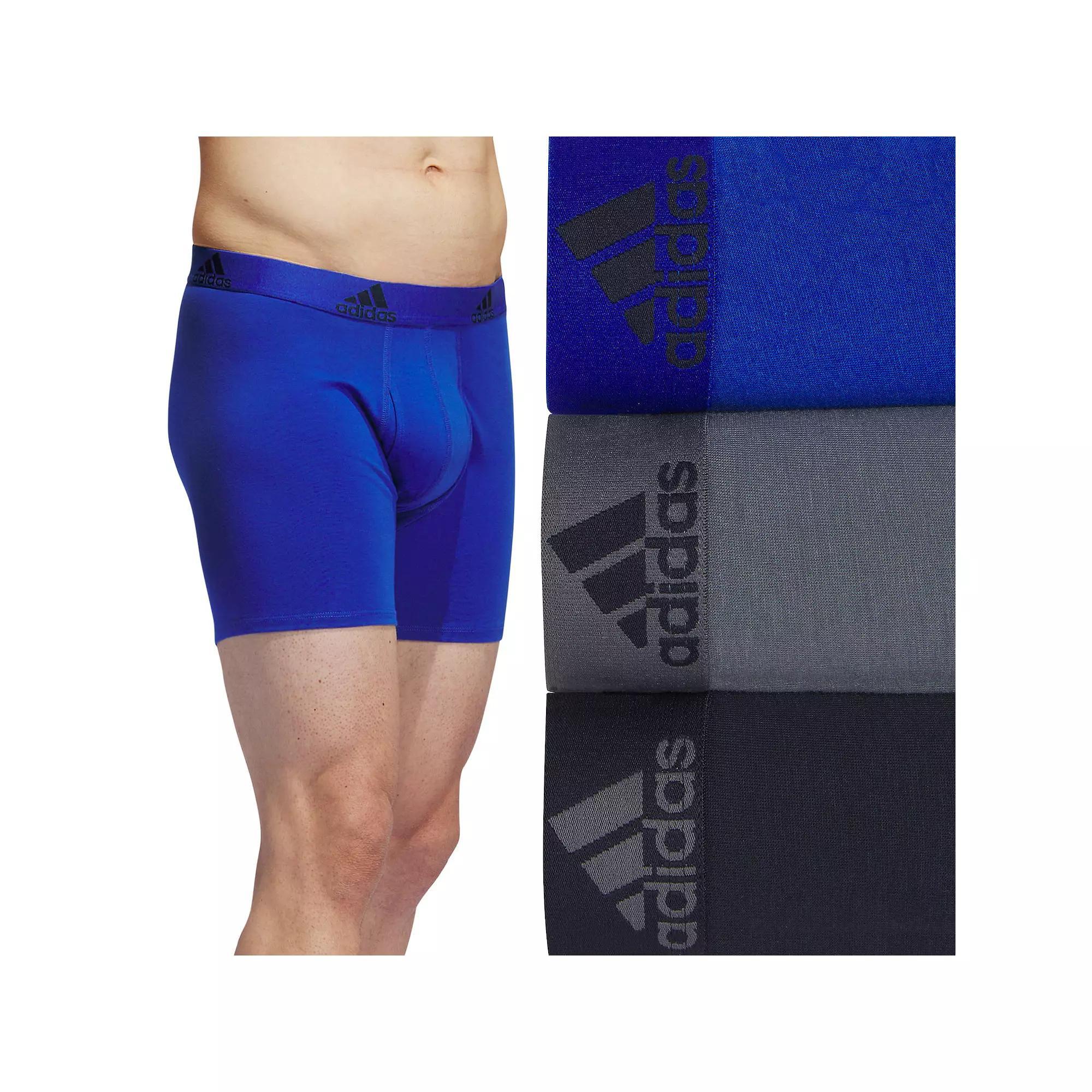 Men's adidas 3-pack Cotton Stretch Boxer Briefs, Size: XL, Royal Blue Onix Gr Leg Product Image