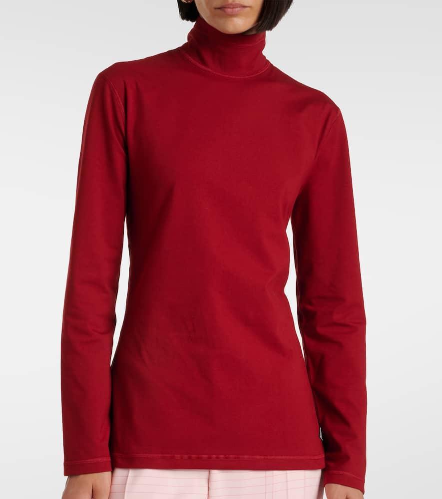 BOTTEGA VENETA Cotton-blend Jersey Turtleneck Top In Red Product Image