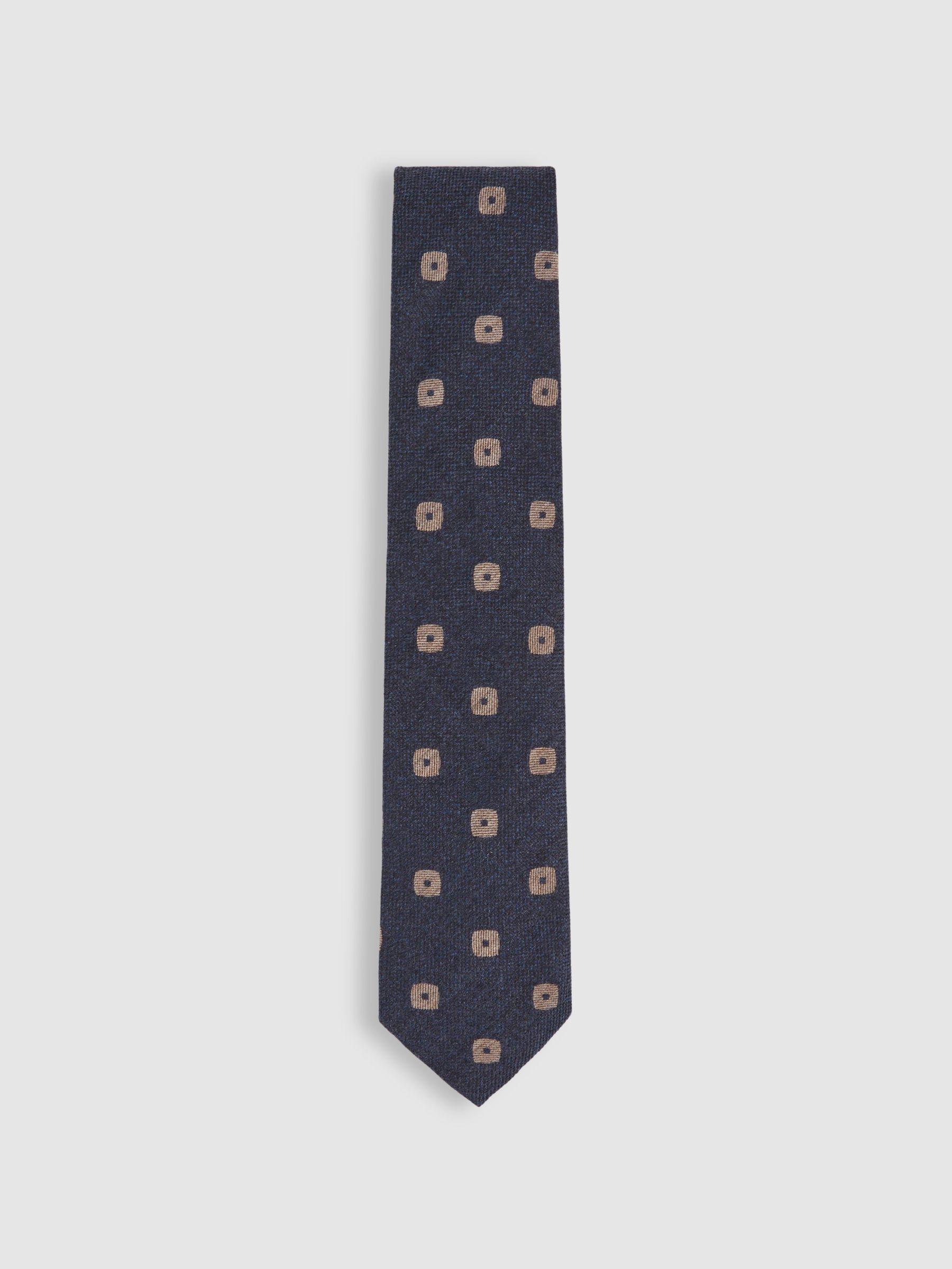 Silk-Wool Floral-Medallion Tie in Navy Product Image