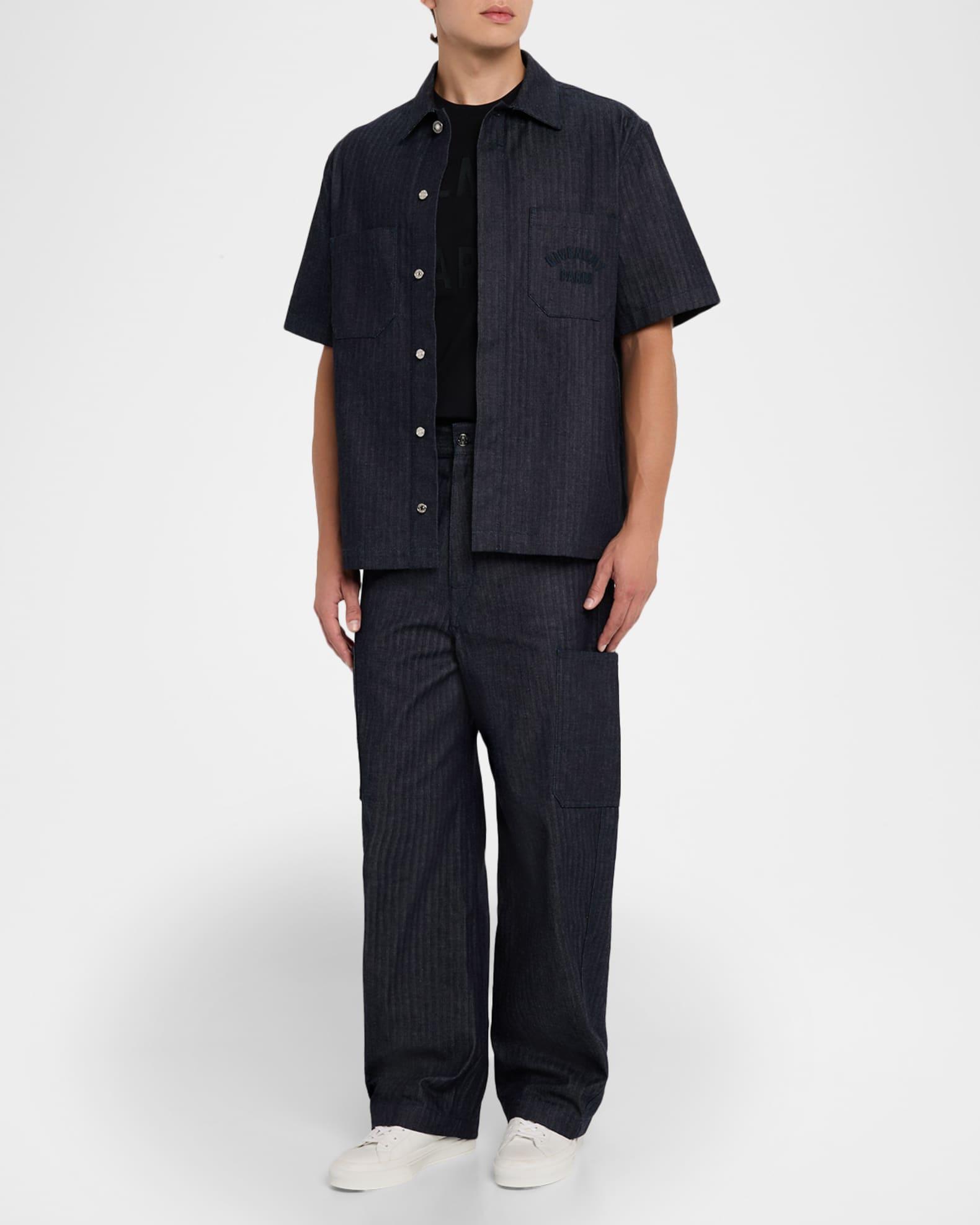 Men's Denim Wide-Leg Cargo Pants Product Image