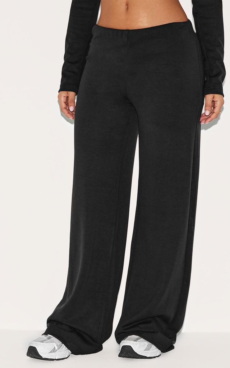 Petite Black Modal Wide Leg Pants Product Image