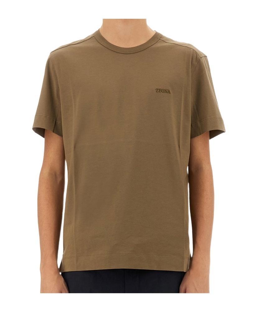 ZEGNA Open-necked Black Shirt In Beige Product Image