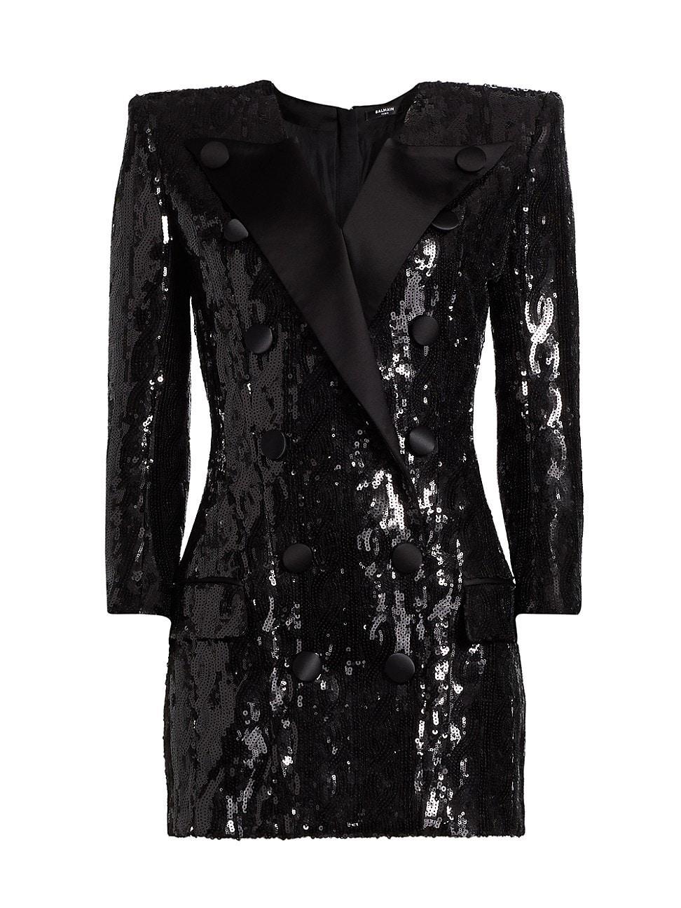 Womens Sequined Double-Breasted Tuxedo Minidress Product Image