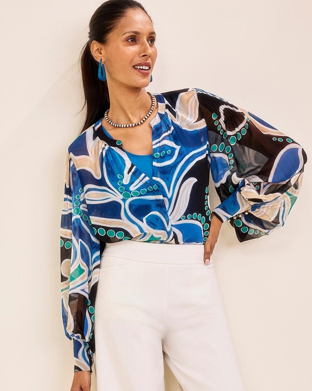 Pintuck Detail Swirl Print Top Product Image