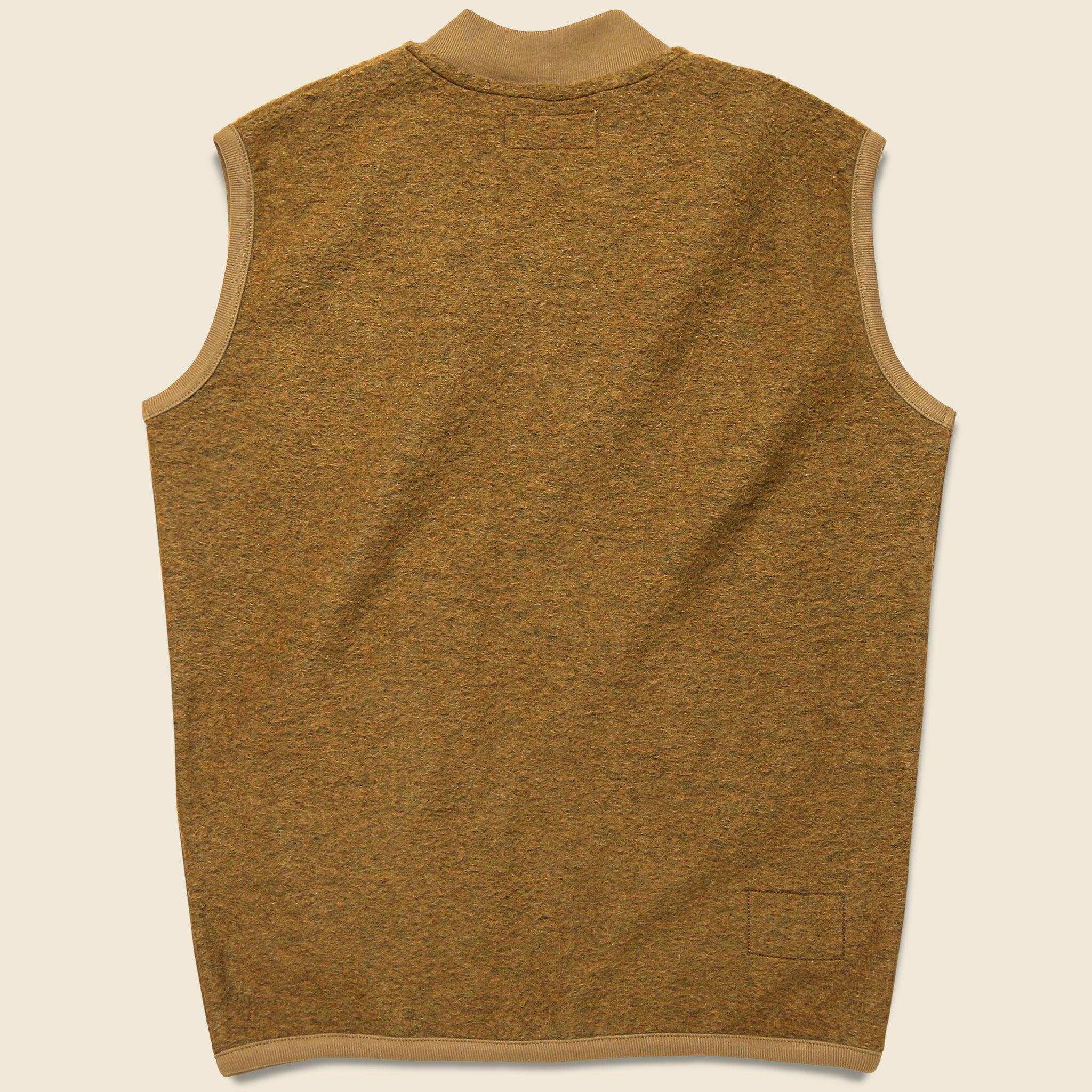 Wool Fleece Zip Waistcoat - Mustard Product Image