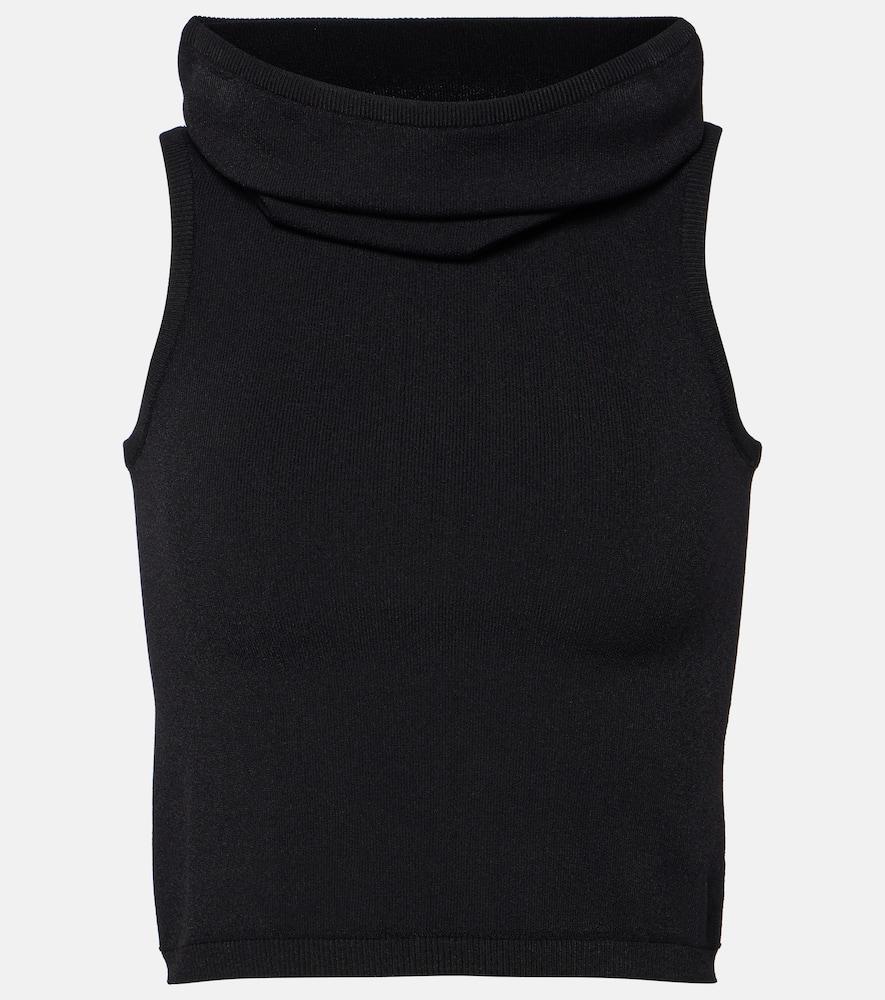 ALAÏA Hooded Crop Top In Black Product Image
