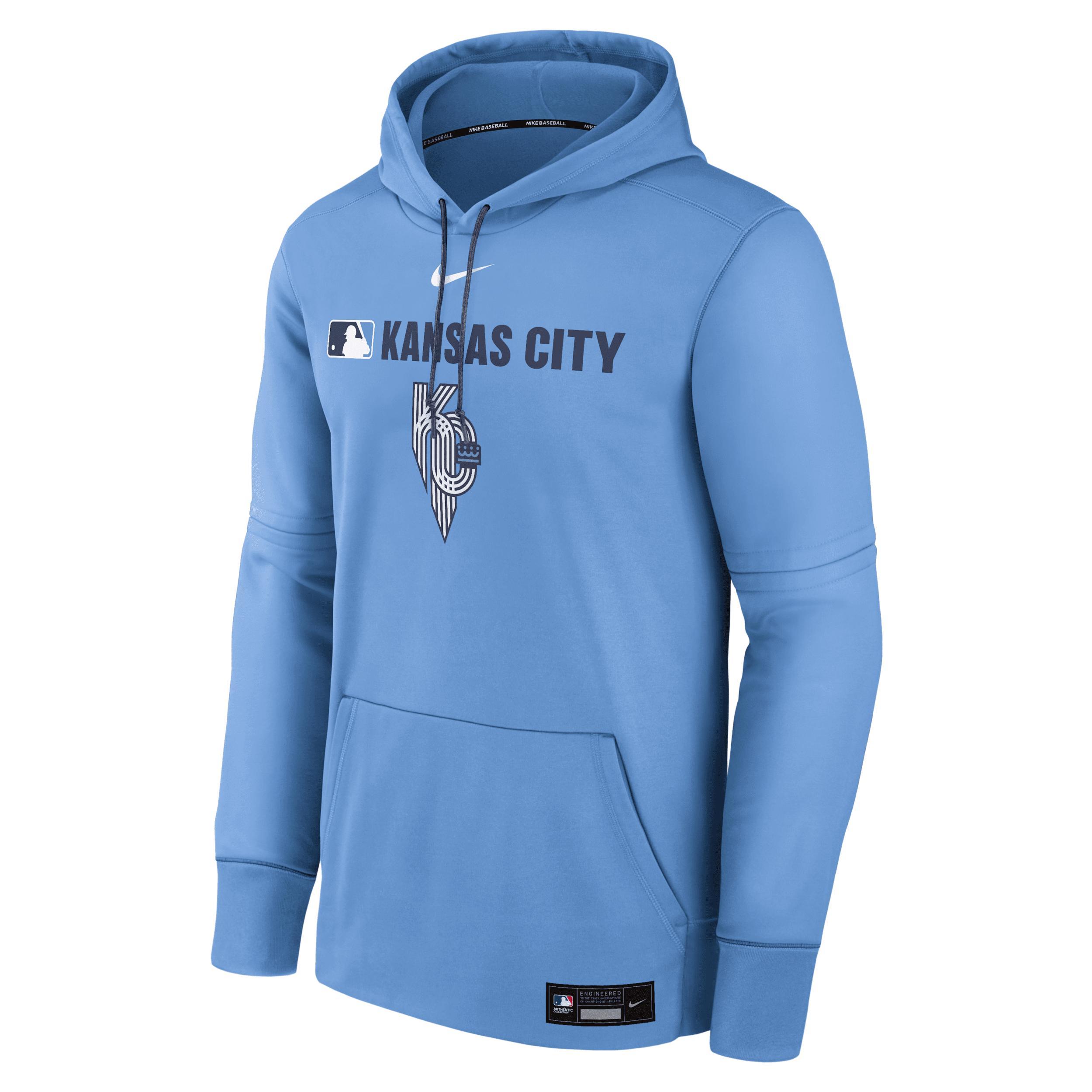 Men's Kansas City Royals Authentic Collection City Connect Nike Therma MLB Pullover Hoodie Product Image