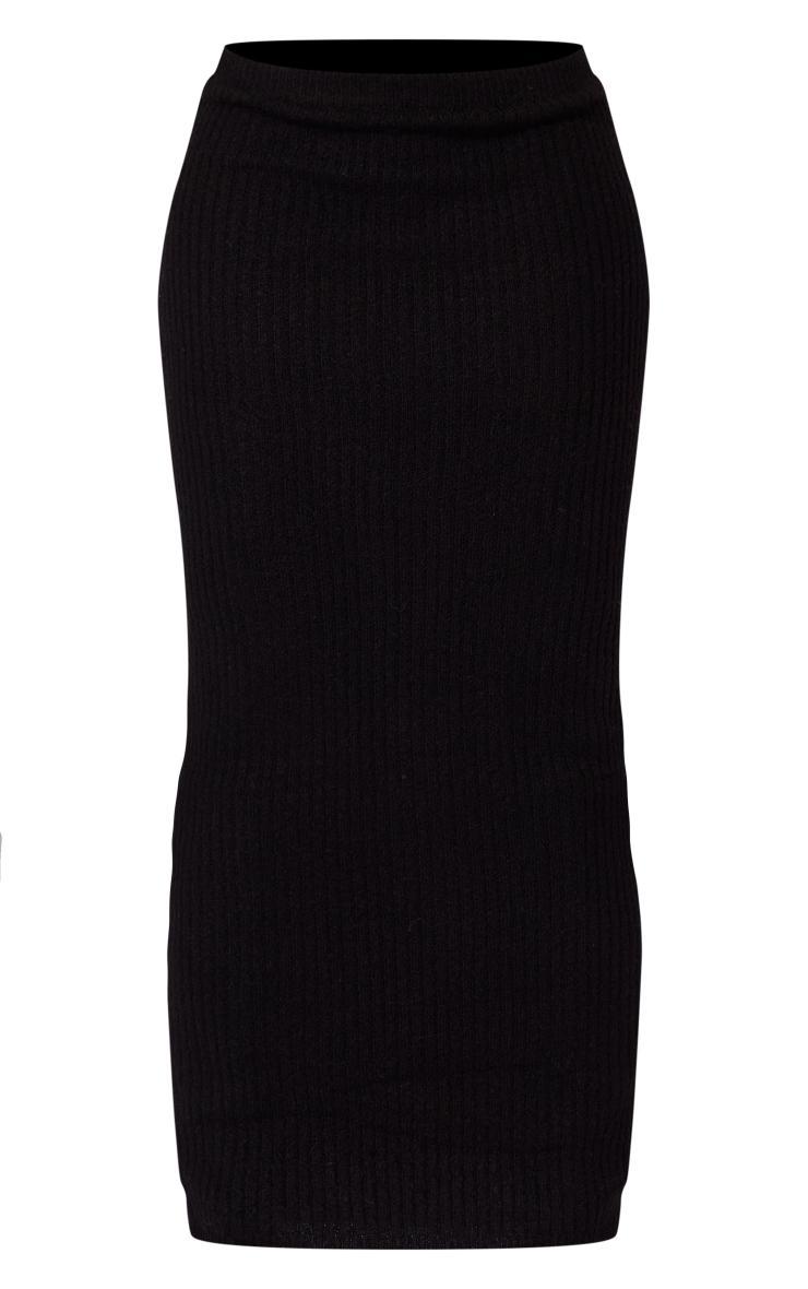 Black Luxe Knit Low Rise Midaxi Skirt Product Image