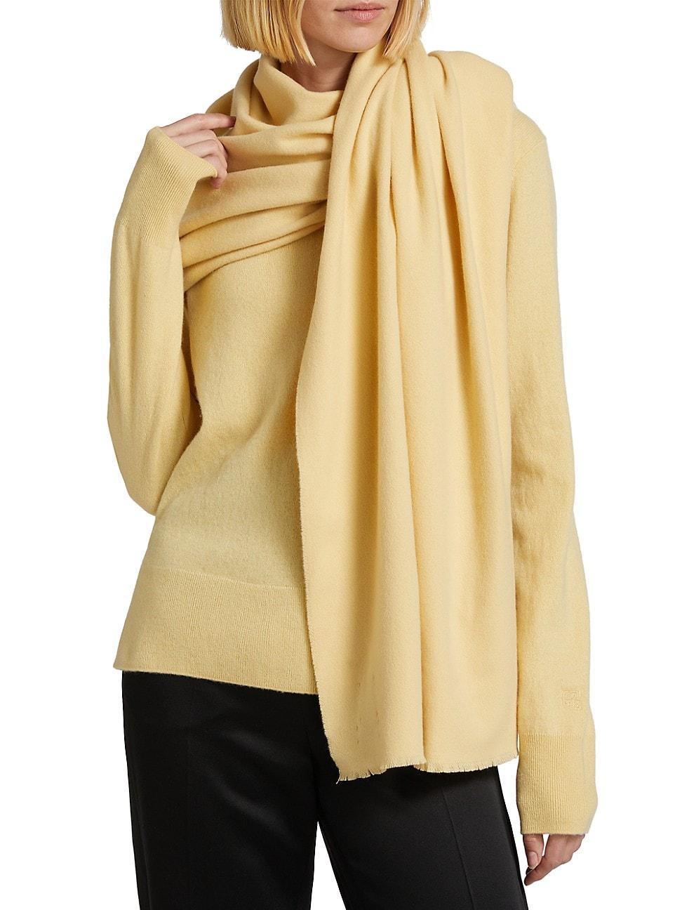 Womens Wide Classic Fringed Wool Scarf Product Image
