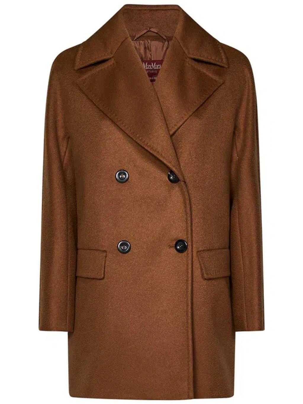 MAX MARA Brown Cashmere Coat With Kimono Sleeves Product Image