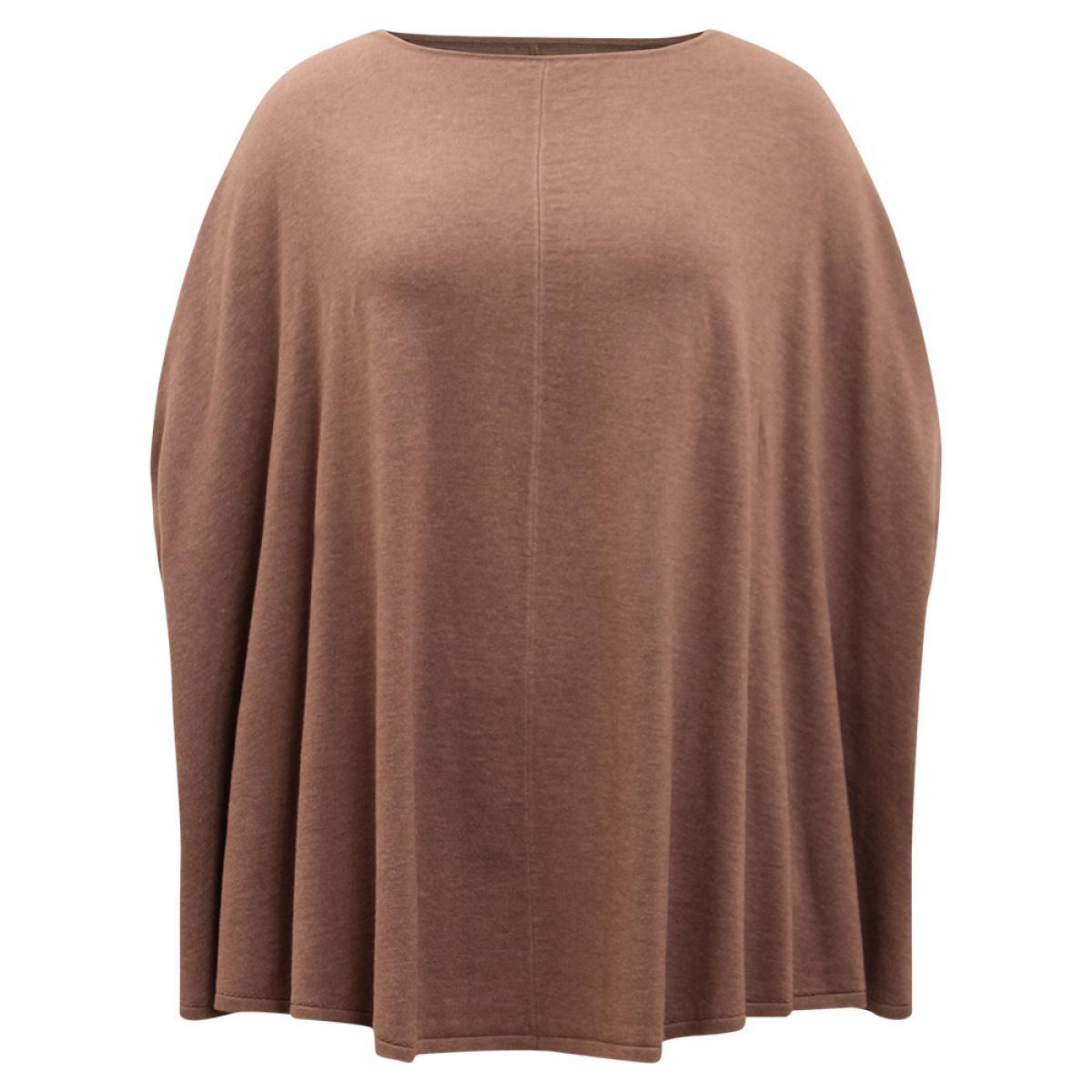 Plus Size Supersoft Essentials Plain Dolman Sleeve Pullover Tan Women Casual Loose Sleeveless Round Neck Dailywear Pullovers BloomChic 18-20/2X Product Image