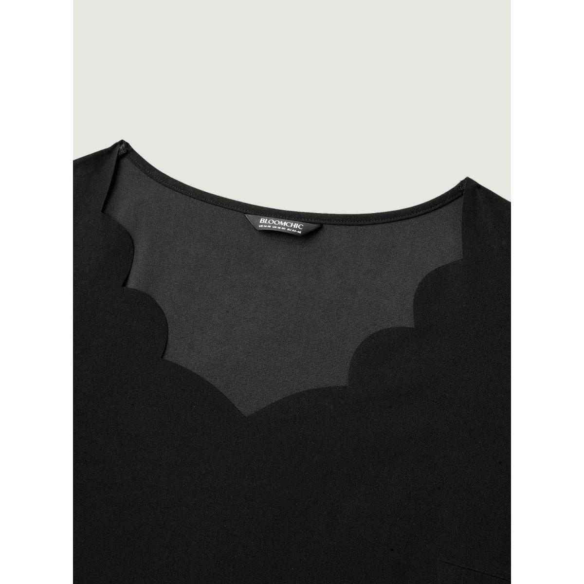 Plus Size Solid V Neck Laser Cut Tank Top Women Black Elegant Non V-neck Everyday Tank Tops Camis BloomChic 14-16/1X Product Image