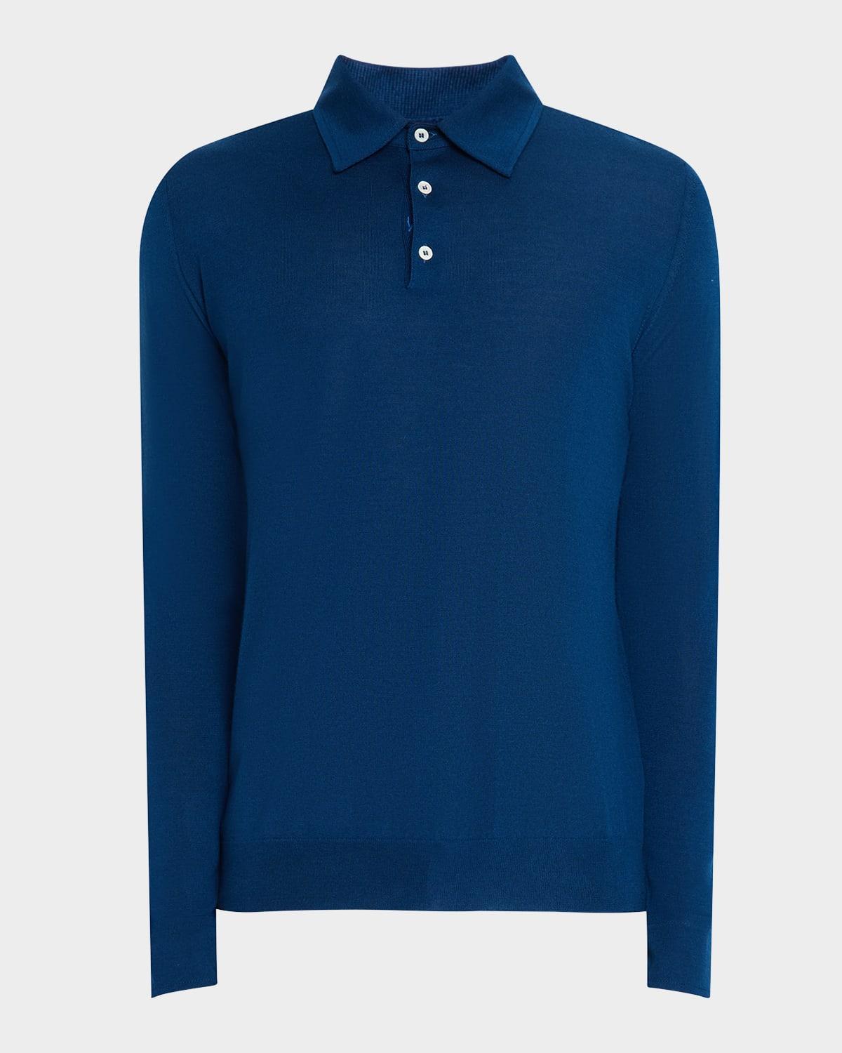 Mens Cashmere-Silk Polo Sweater Product Image