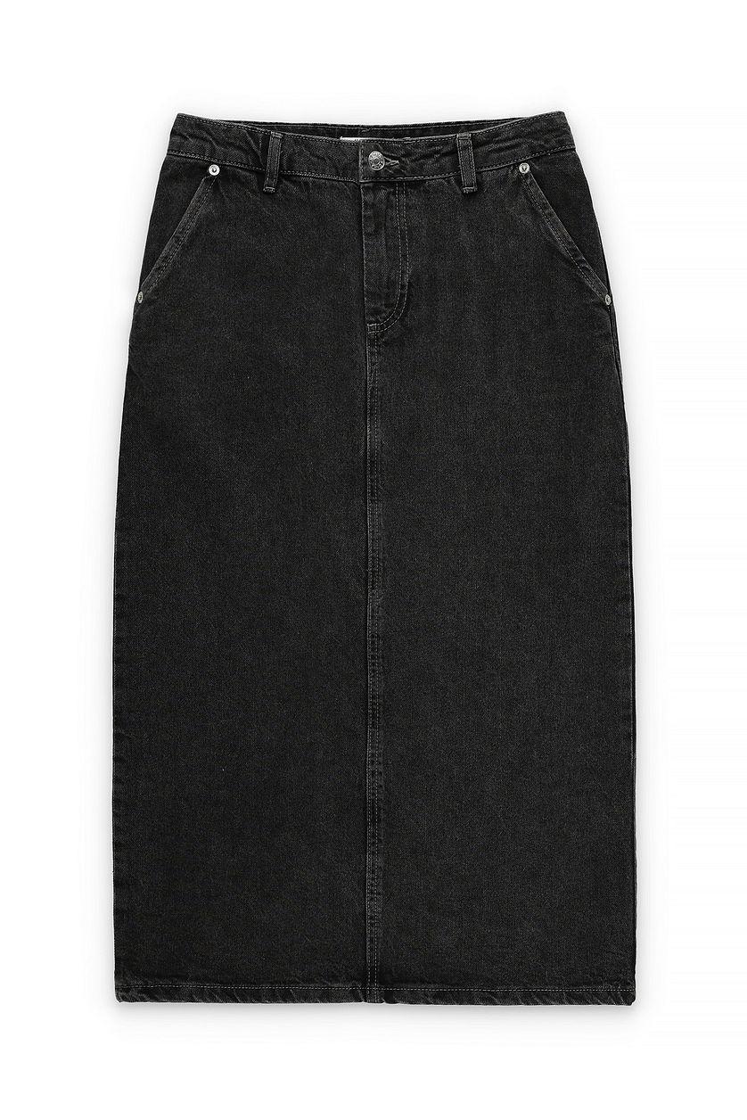 Tailored Denim Midi Skirt Product Image