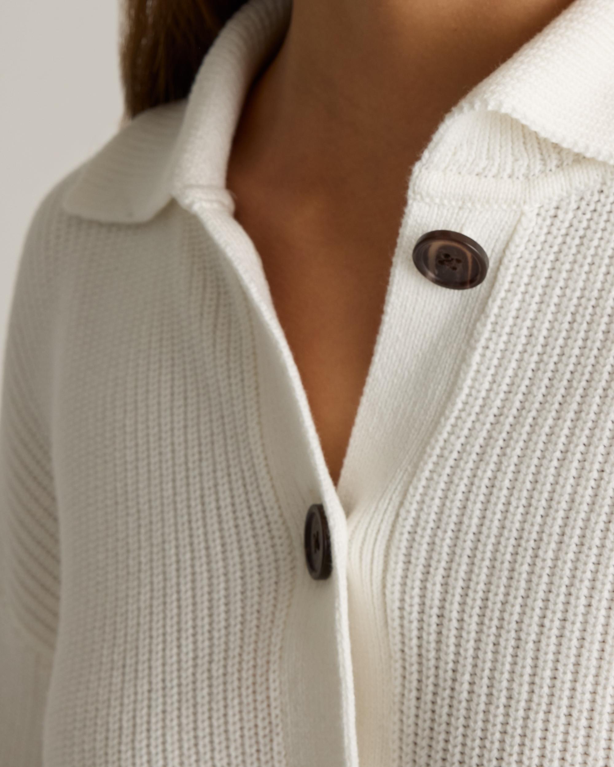 Quince | Women's Fisherman Collared Cardigan Sweater Size XS, Organic Cotton Product Image
