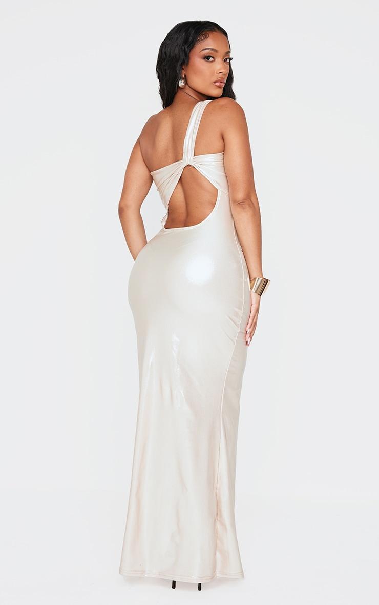 Shape Champagne Wet Look Cut Out Fishtail Maxi Dress Product Image