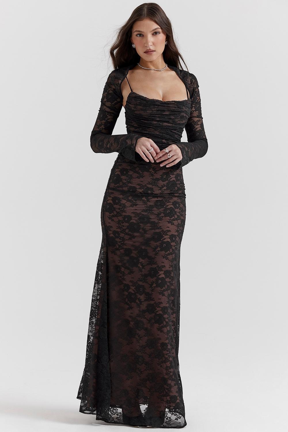 Artemis Black Lace Maxi Dress Product Image