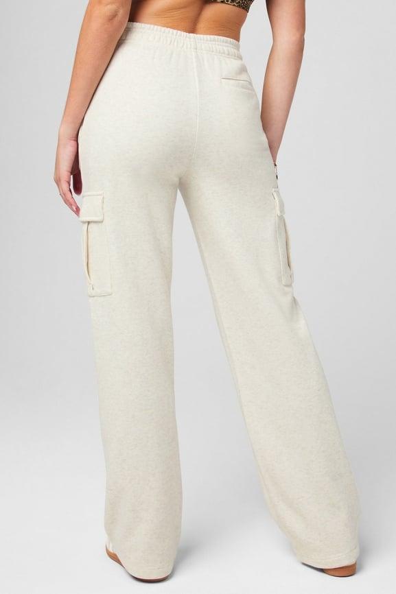 Cozy Fleece Wide Leg Cargo Sweatpant Product Image