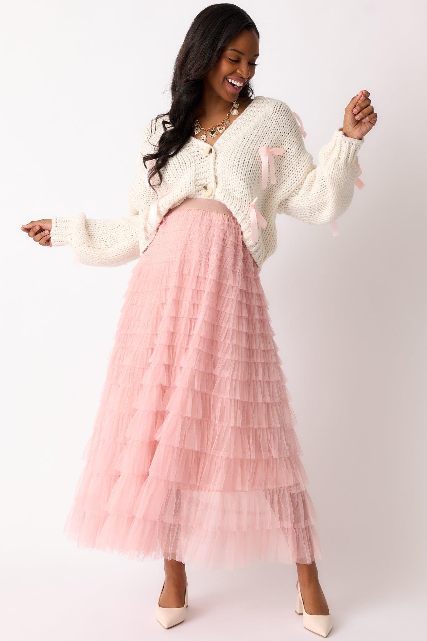 Coffee Run Ivory Knit Cropped Bow Cardigan Product Image