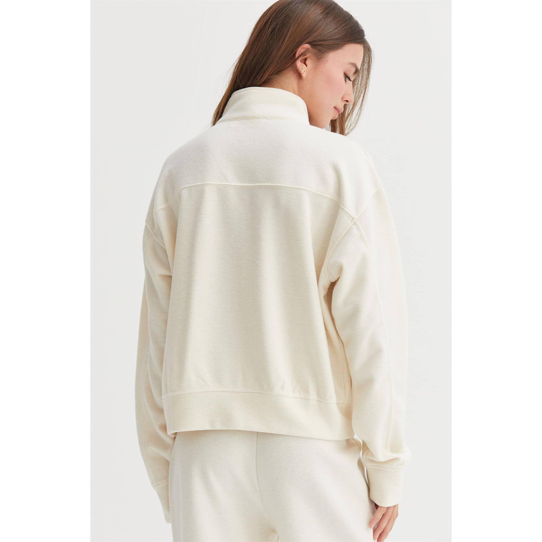 Cream Half Zip Sweatshirt Product Image