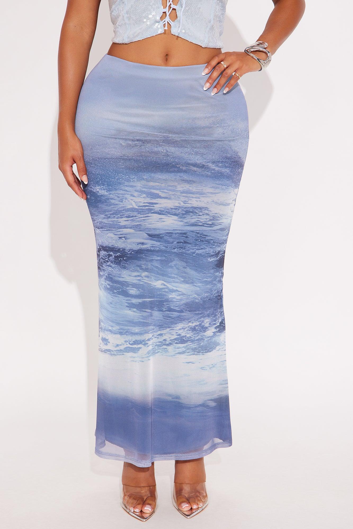 Lost At Sea Mesh Maxi Skirt - Blue/combo Female Product Image