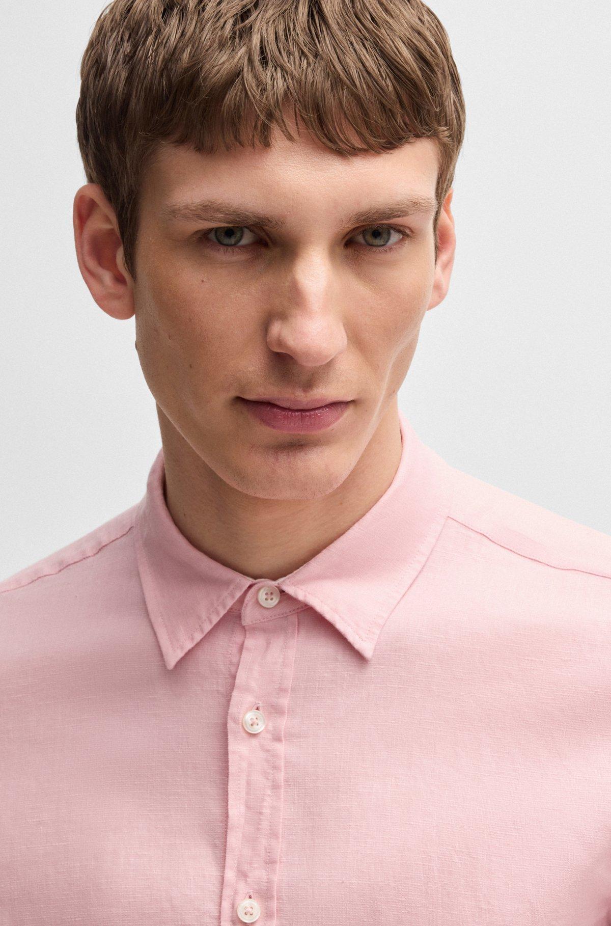 Slim-fit shirt in stretch linen Product Image