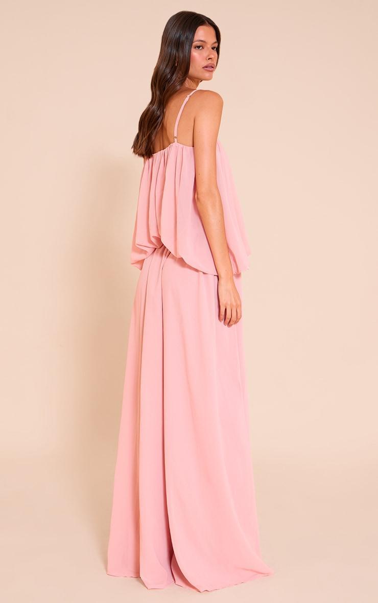 Blush Chiffon Layered Puffball Maxi Dress Product Image