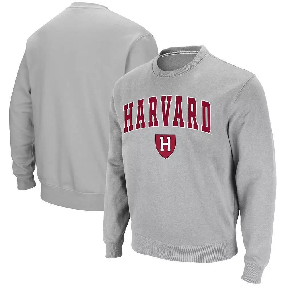 Men's Colosseum Gray Harvard Crimson Team Arch & Logo Tackle Twill Pullover Sweatshirt, Size: 3XL, Har Grey Product Image