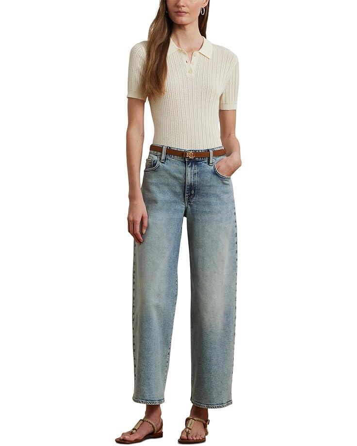 Women's Lauren Ralph Lauren Petite High-Rise Wide-Leg Cropped Jeans Product Image
