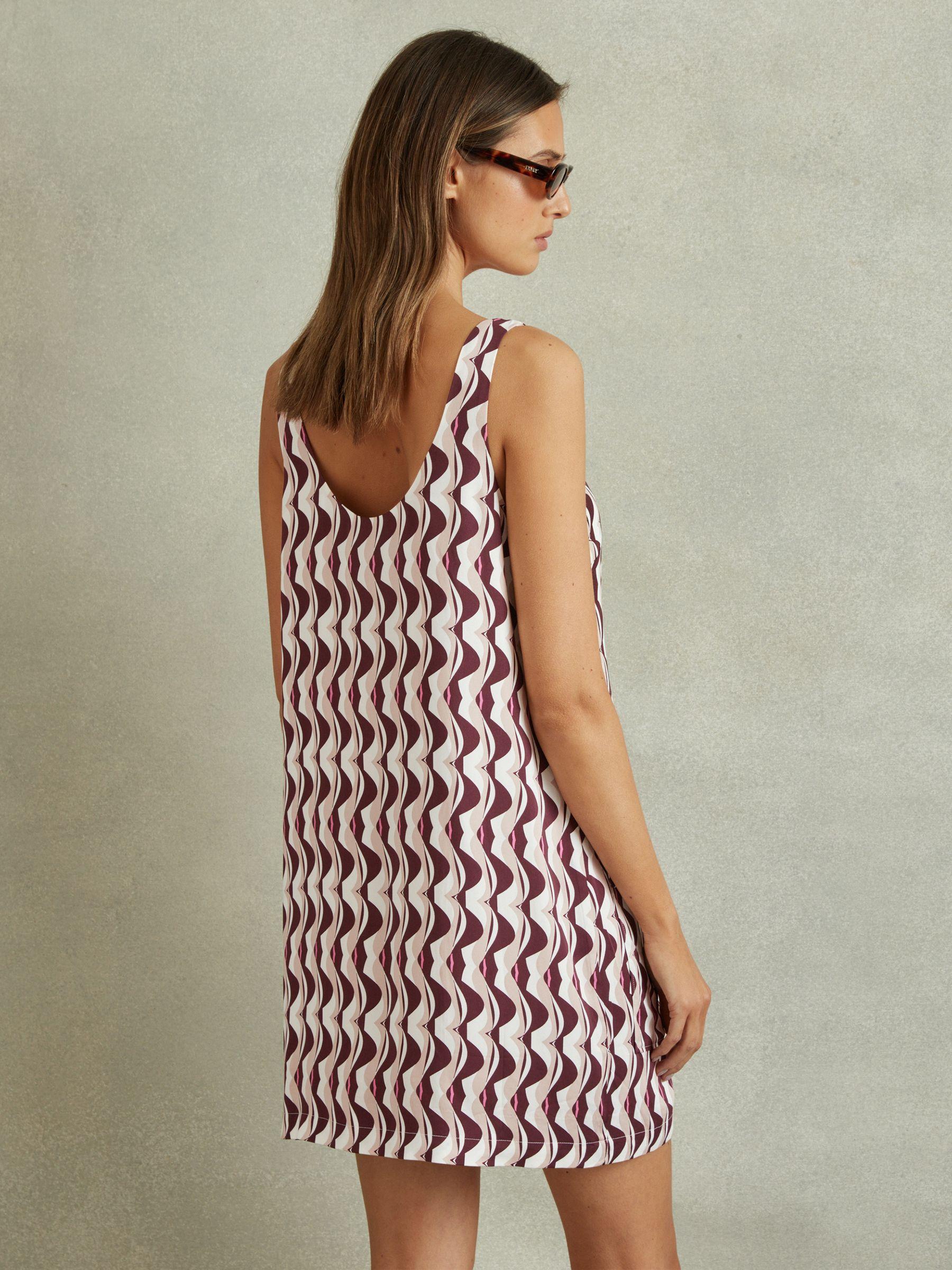 Wave Print Mini Dress in Burgundy Product Image