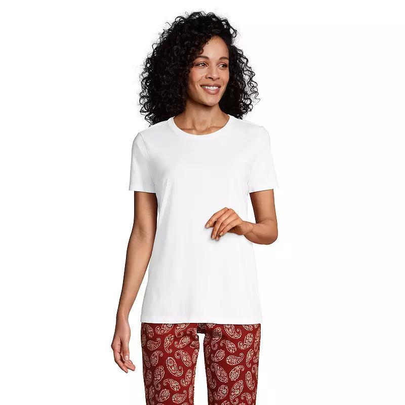 Petite Lands' End Relaxed-Fit Supima Cotton Crewneck Tee, Women's, Size: Medium Petite, Black Product Image