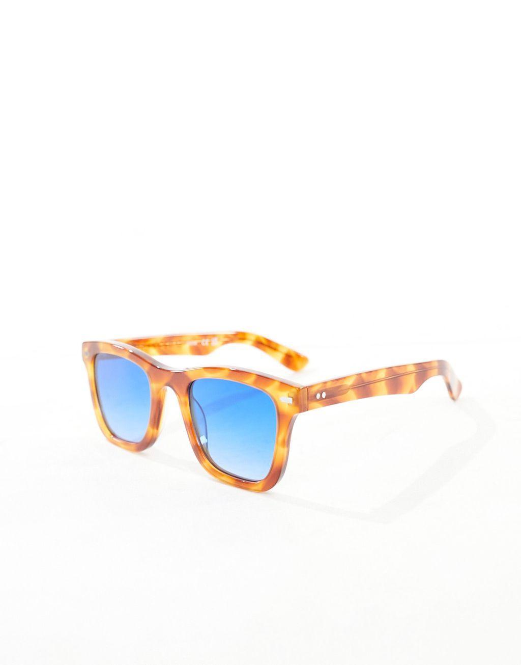 Spitfire cut ninety one square sunglasses in tort with blue lens Product Image
