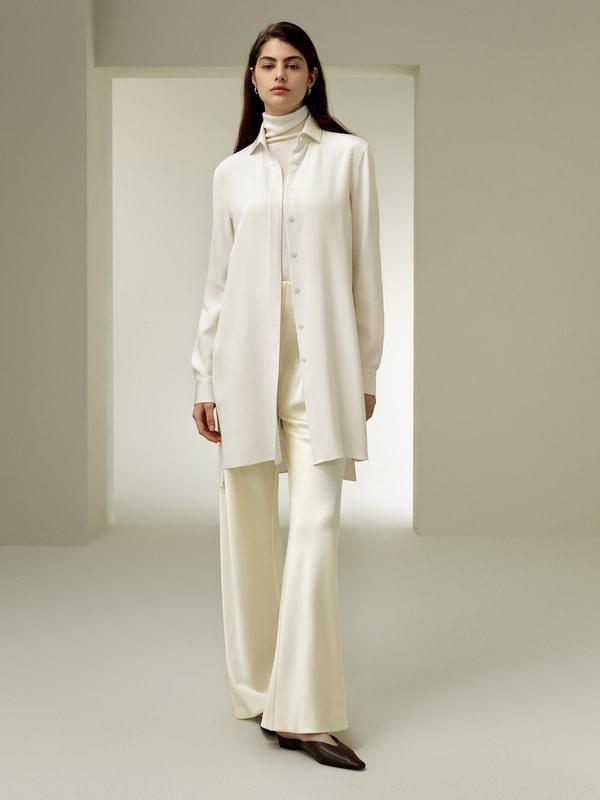Classic Longline Silk Shirt Product Image