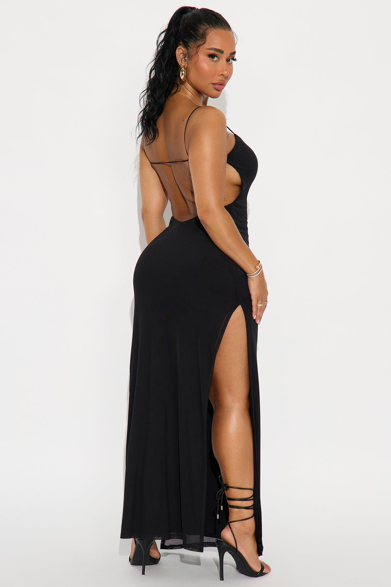 Kasie Backless Mesh Maxi Dress - Black Product Image