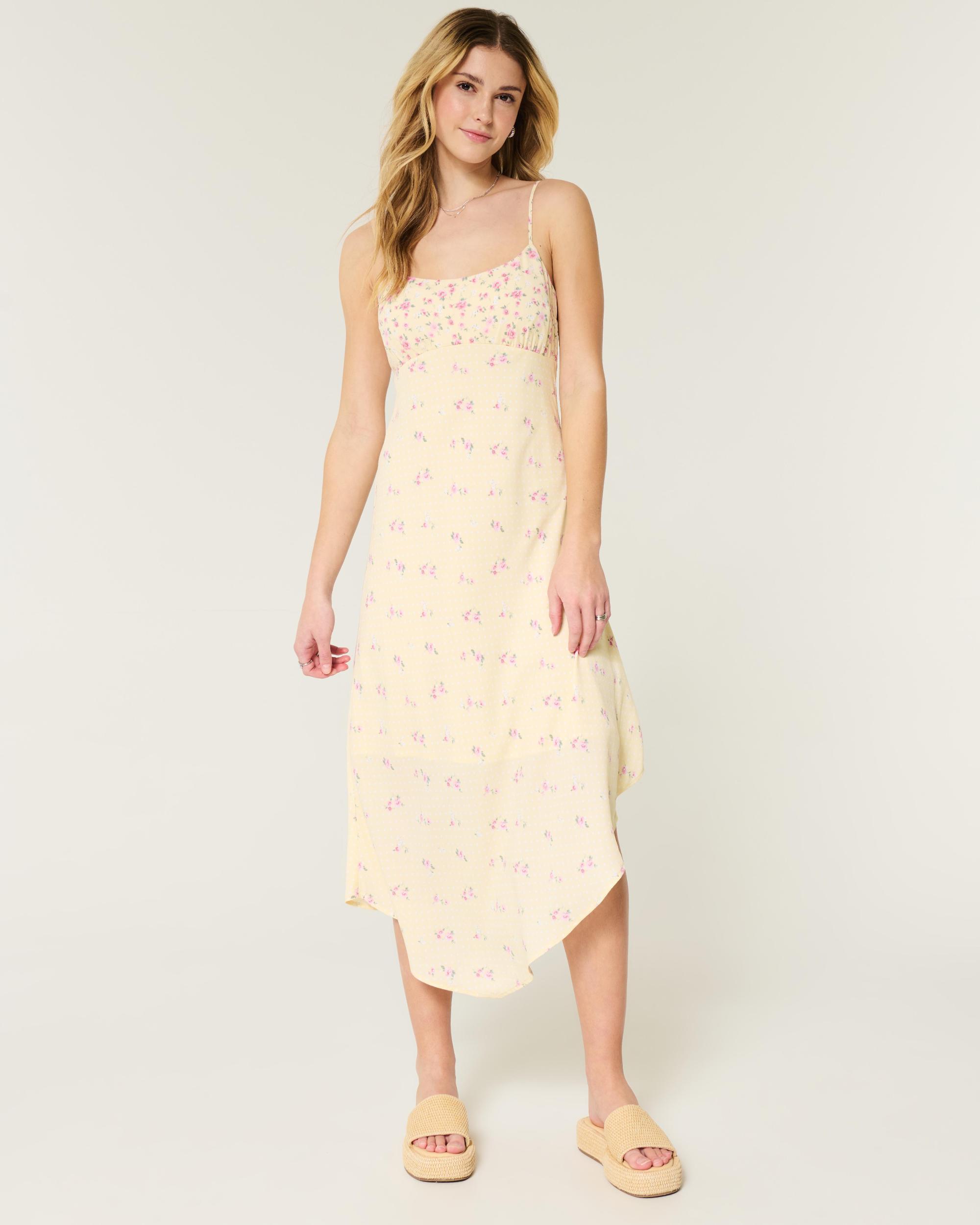 Asymmetrical Crepe Open-Back Midi Slip Dress Product Image