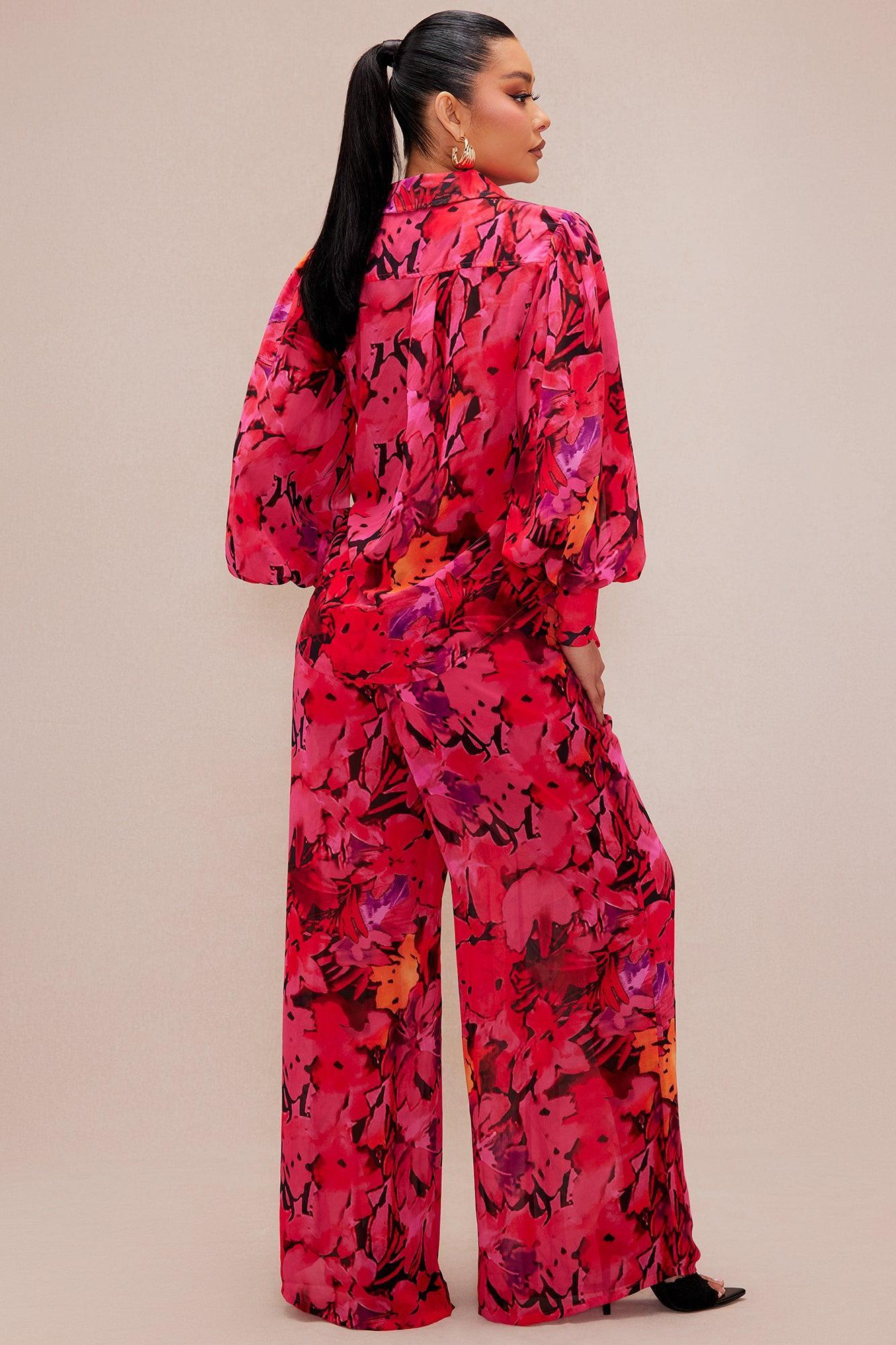Samone Wide Leg Pant Set - Fuchsia/combo Product Image
