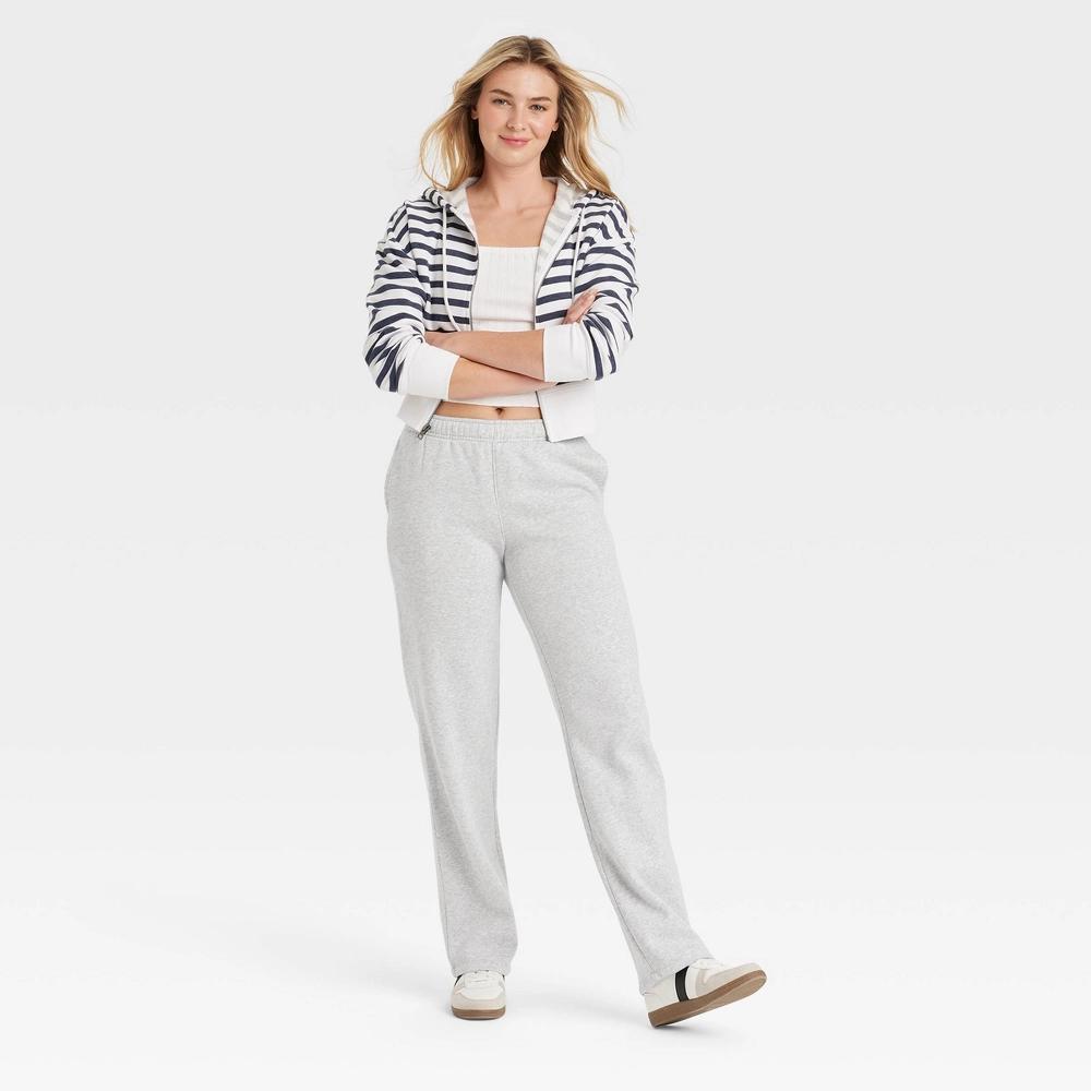 Women's Leisure Studio Mid-Rise Knit Straight Leg Sweatpants - Universal Thread™ Heather L: Side Pocket, Elastic Waistband Product Image