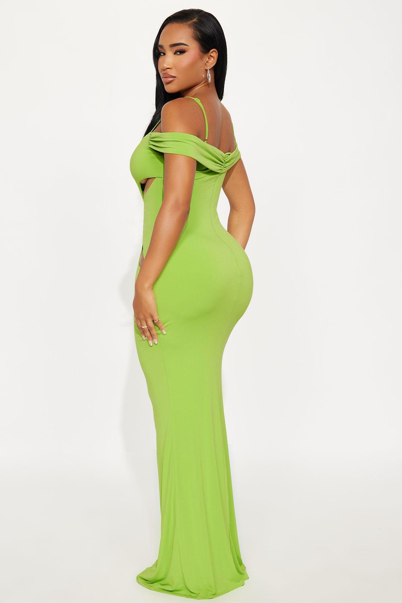 Real Attitude Cut Out Maxi Dress - Chartreuse Product Image