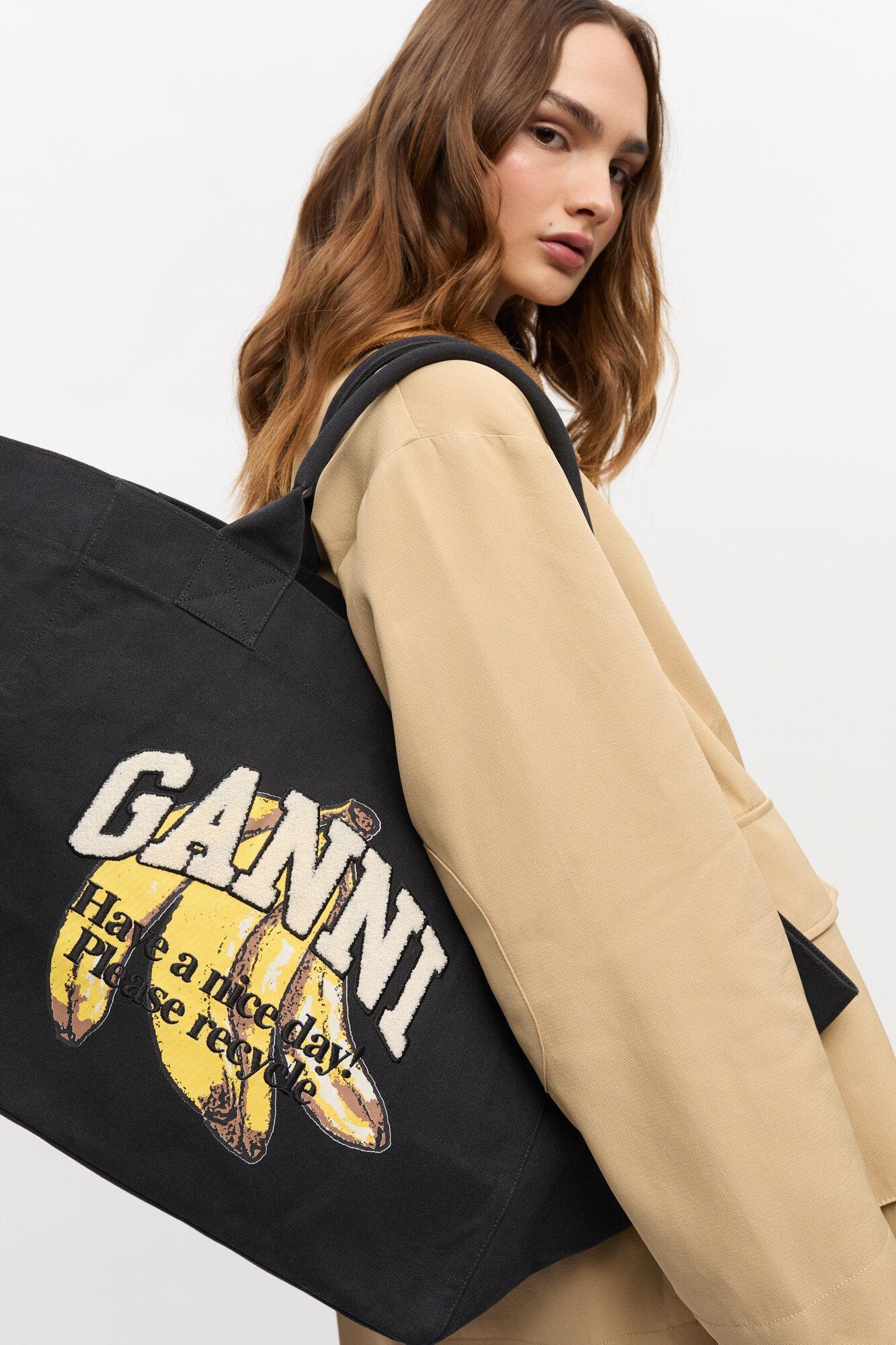 Black XXL Banana Print Tote Product Image
