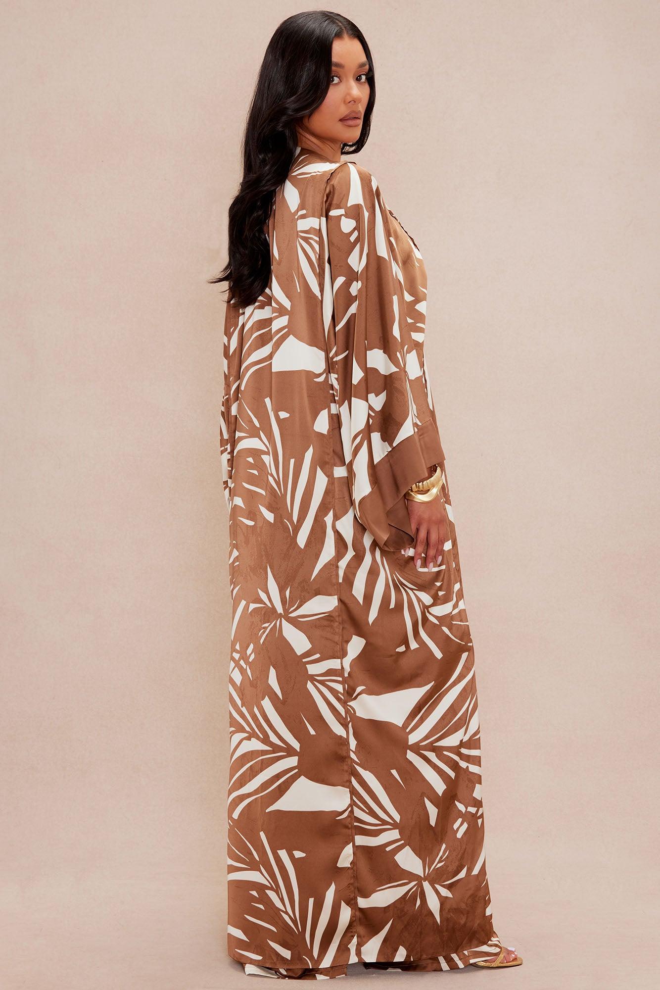Sasha Satin Kimono - Brown/combo Product Image