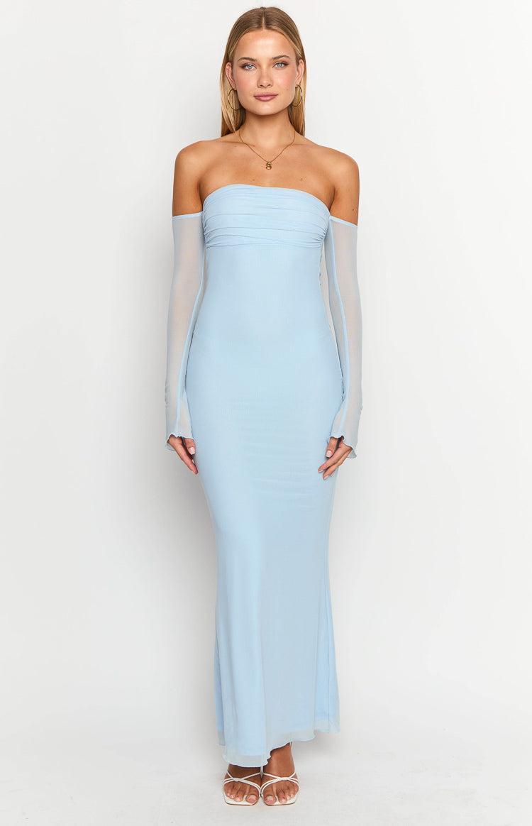 Odette Light Blue Long Sleeve Formal Maxi Dress Product Image