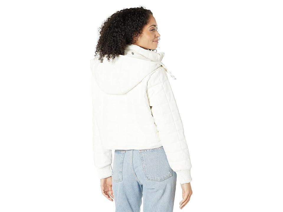 Blank NYC White Faux Leather Cropped Bomber Jacket (Pure) Women's Clothing Product Image